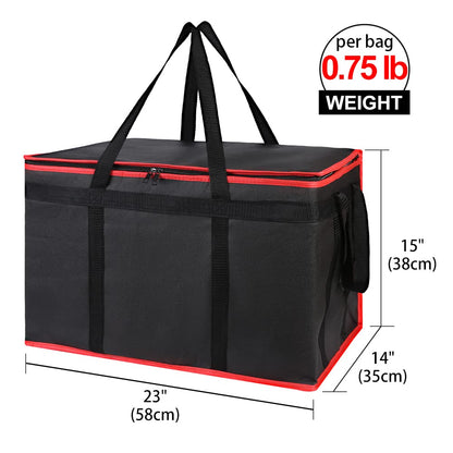 Bodaon Insulated Food Delivery Bag, XXXL Pizza Delivery Bags for Hot and Cold Food, Commercial, Large Capacity Reusable Warming Bag, Catering Cooler Bag for Rideshare, Warmers for Parties (Black, 1Pk)