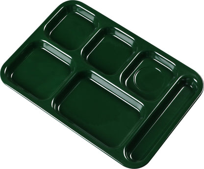 Carlisle FoodService Products Melamine Lunch Tray with 4 Compartments, Right Handed Cafeteria Tray with Divided Compartments for Food, 10" x 9.75", Dark Blue