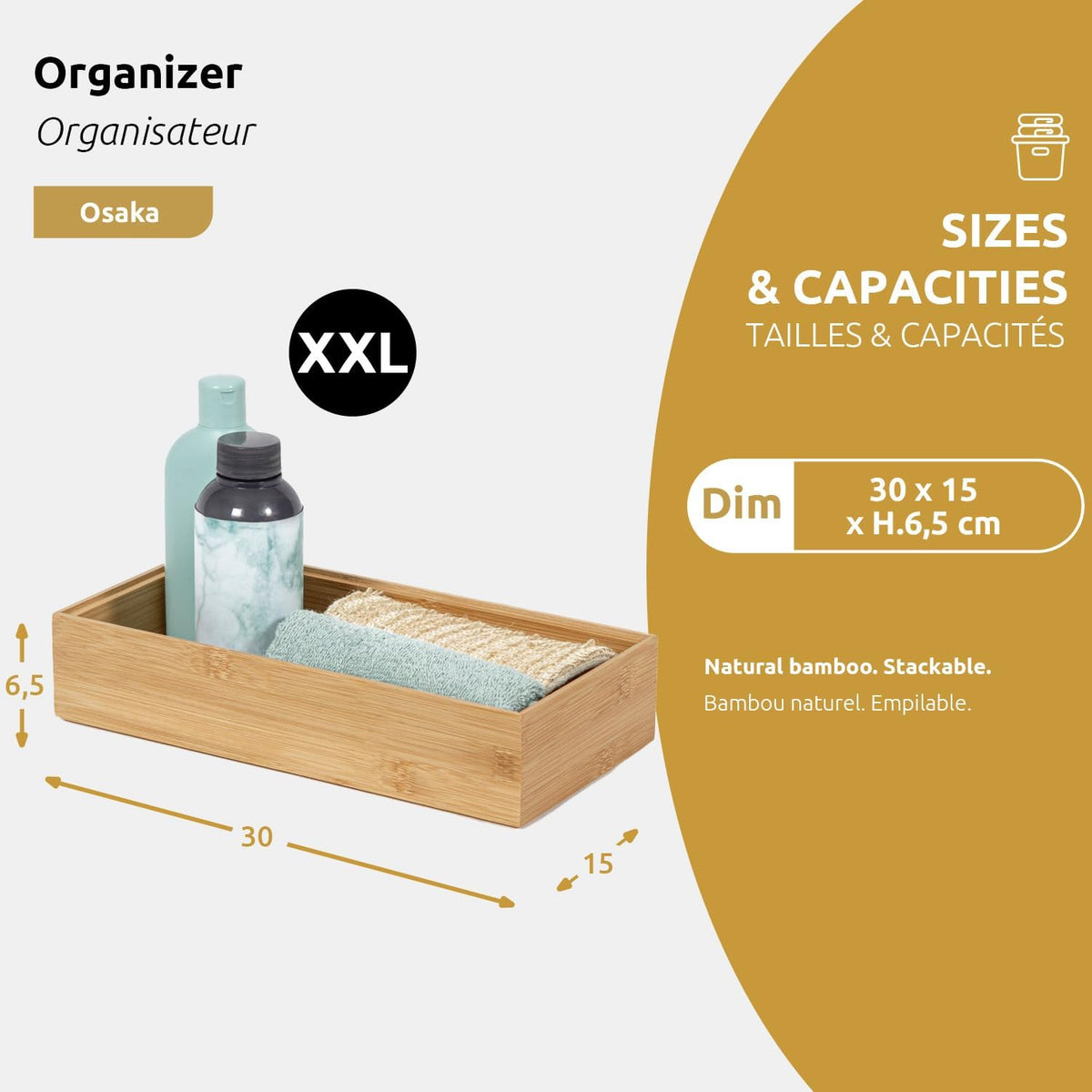 Compactor Osaka Organizer - Nature Collection, Size M | Eco-Friendly Bamboo Storage Solution