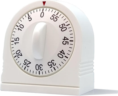 60 Minute Wind Up Timer, Visual Mechanical Timer with Loud Alarm, Manual Countdown Timers for Classroom, Home, Study and Cooking (White)