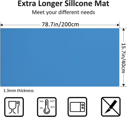 Silicone Mat Heat Resistant Mats for Countertop, Large Silicone Mats for Crafts Kitchen Counter Workbench Table protector, Size 36x24 inches Thick 2mm,Rolled Package,Light Blue