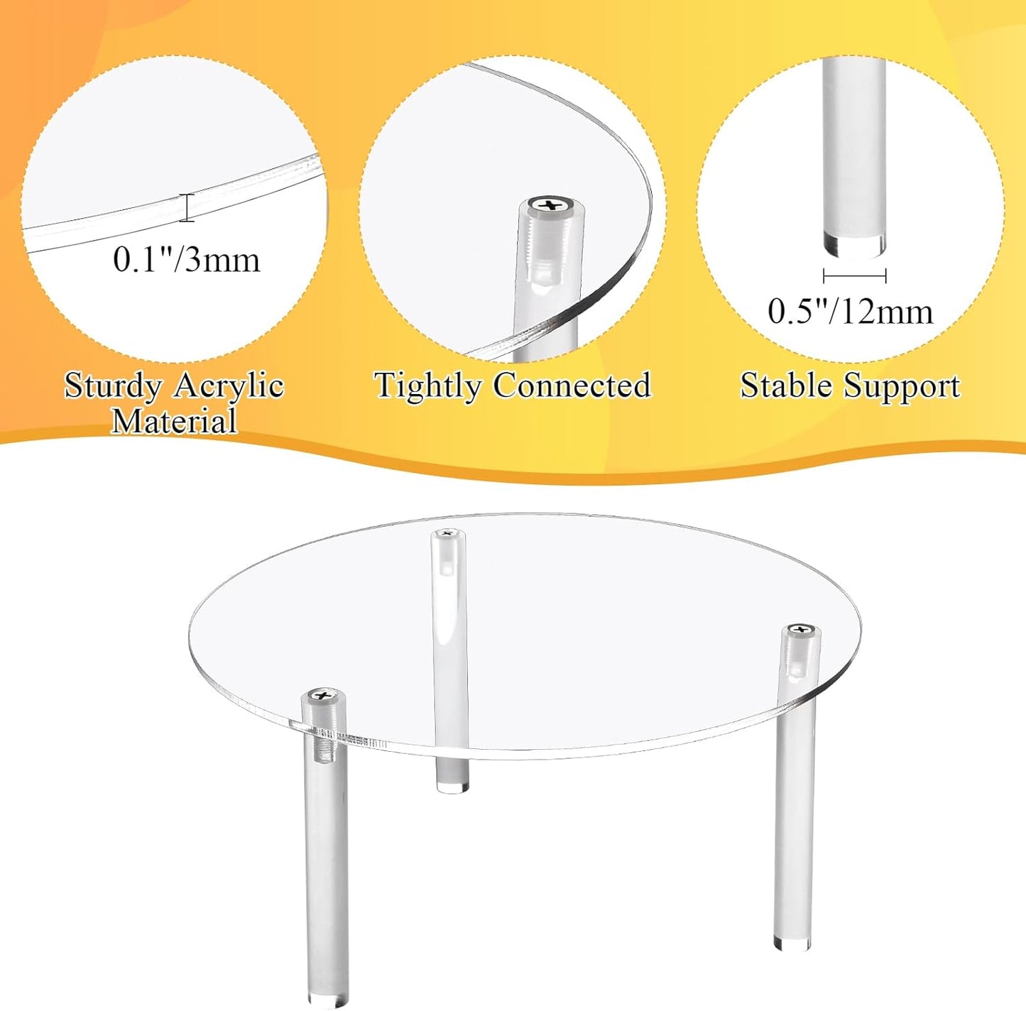 4 Pcs Drink Dispenser Stand, 7.9" Acrylic Water Dispenser And Beverage Dispenser Stand, Clear Acrylic Stands, Pitcher Stand Base for Parties and Events, Cake Stand, Plant Stands