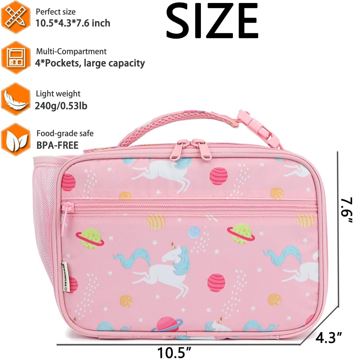 GYEUKHAM Insulated Lunch Box for School, Thermal Reusable Durable Freezable Lunch Bags for Kids Boys Girls Men Women - Small Soft Cooler Portable Lunch Tote Kit for Work Picnic Travel,Black