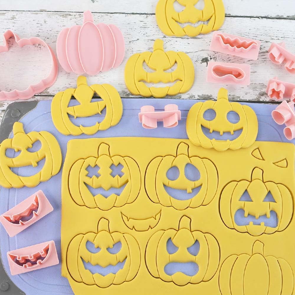 Mini Pumpkin Cookie Cutters, DIY 3d Halloween Raised Design Cookie Stamps