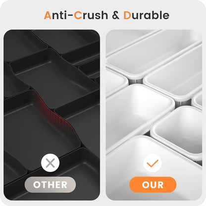 A-LuGei 【Military Grade】 Drawer Organizer,【𝟱𝗦𝗶𝘇𝗲】 Makeup organizer,【Holds 177 Items】 Bathroom Organizers and Storage,Organization and Storage,Desk Drawer Organizer for Vanity【Clear】