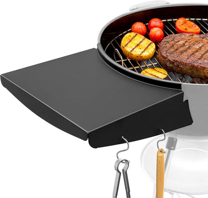 QuliMetal Folding Front Shelf for Traeger Pro 34, Texas Elite 34, Century 885 and Eastwood 34, 37" x 12" Heavy-Duty Grill Prep Table with Cutting Board, Stainless Steel Basin, Lid and 5 Hooks