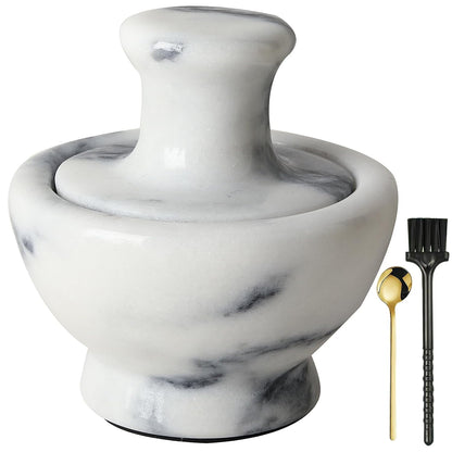 Marble Mortar and Pestle Set for Grinding Herbs Spice Pills Seeds Guacamole Garlic and Ginger Stone Grinder Seasoning Crusher Elegant and Cute Kitchen Tools