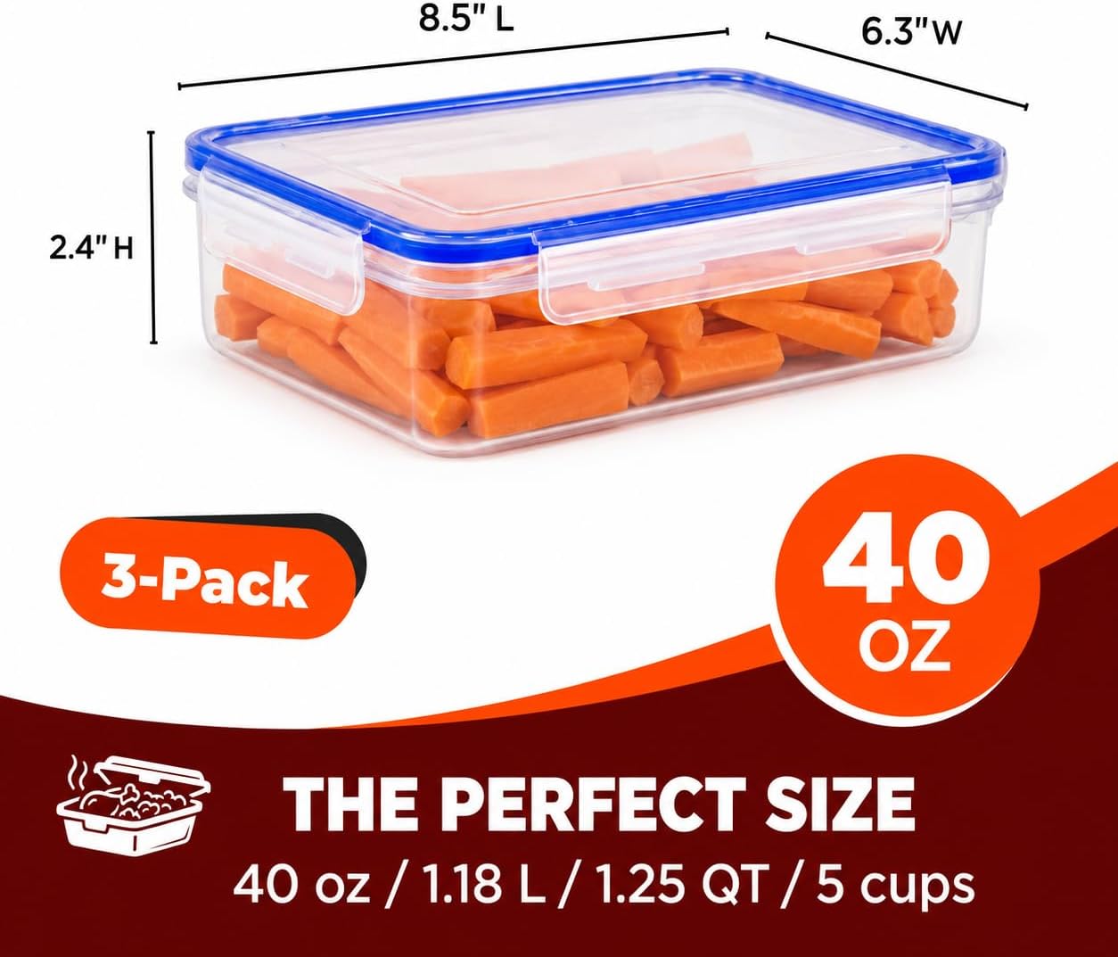 Tribello 250 oz Extra Large Airtight Food Storage Containers with SnapTight Lids – Clear, Stackable, BPA-Free Meal Prep Containers for Kitchen, Freezer & Pantry Storage