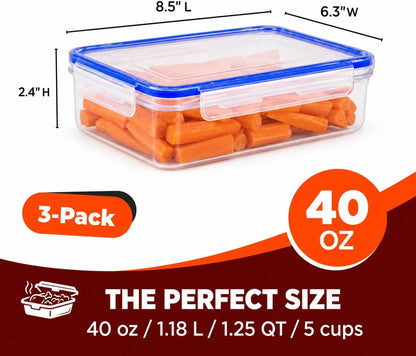 Tribello 250 oz Extra Large Airtight Food Storage Containers with SnapTight Lids – Clear, Stackable, BPA-Free Meal Prep Containers for Kitchen, Freezer & Pantry Storage