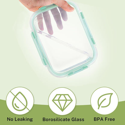 8 Pack Borosilicate Glass Food Storage Containers with Lids, Glass Meal Prep Containers, Airtight Bento Lunch Boxes with Snap Locks, Oven, Freezer and Dishwasher Safe, BPA Free, Kitchen Storage Set