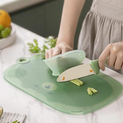 ULTECHNOVO Small Green Plastic Cutting Board Set Non-slip Kitchen Chopping Boards for Home Use for Countertop