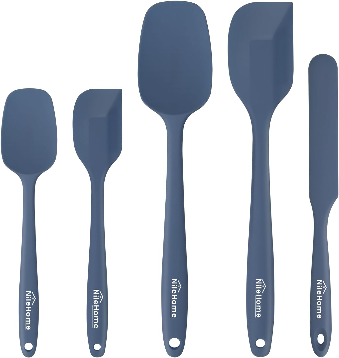 NileHome Silicone Spatula Set, 6 Pieces Food Grade Kitchen Utensils with Silicone Brush Heat Resistant Up to 600°F Dishwasher Safe BPA-Free Rubber Spatula for Scraping, Baking, Cooking, Mixing-Black