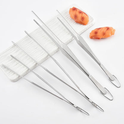 Stainless Steel Cooking Tweezers Set, 10 & 12 Inch Precision Kitchen Tweezers with Star Dot Texture & Elevated Tips | Galaxy Grip Series, 4-Piece (Silver)