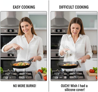 Gadgetime USA Set of 4 Silicone Handle Covers for Cast Iron and Metal Cookware, Heat Resistant and Textured Grip Sleeves