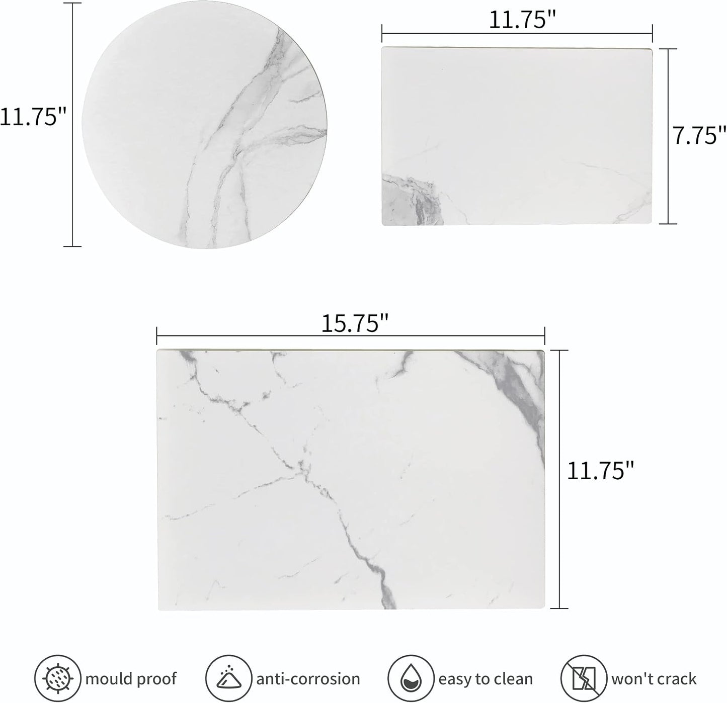 Murrey Home Glass Cutting Board Set for Kitchen Counter, Tempered Glass Chopping Boards Dishwasher Safe, Small Clear Countertop Tray, 16"x12"x2PC