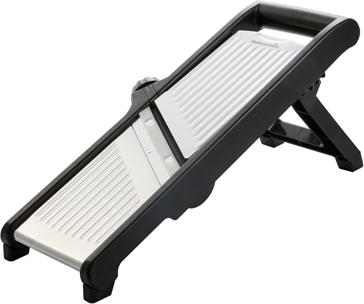 Restaurantware Stainless Steel Adjustable Mandoline Slicer - German Standard Vegetable Slicer with Blade Guard, Includes Cut-Resistant Gloves - Food Slicer for Potato, Onions, Cucumbers, Tomato