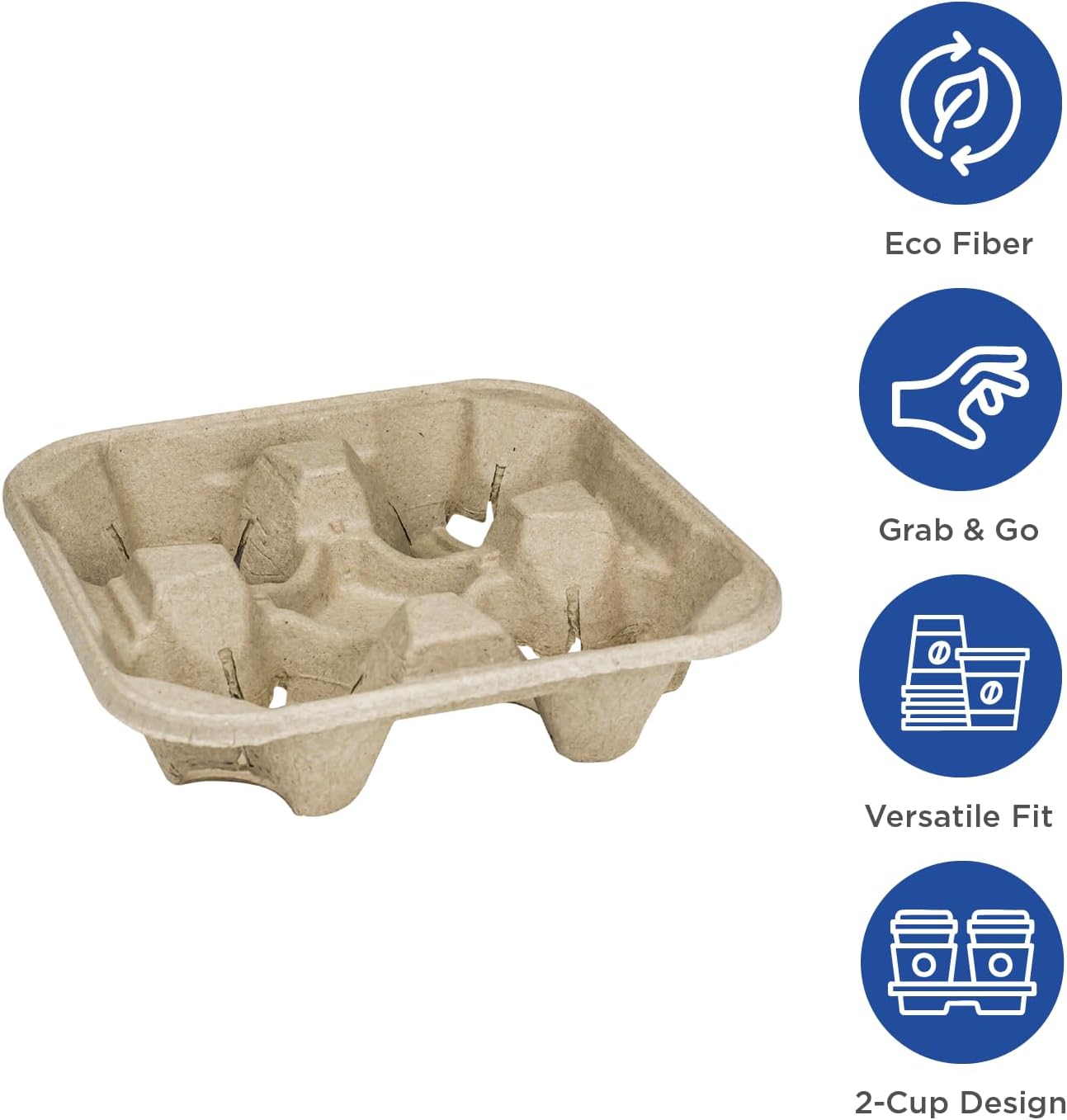 Karat Disposable Drink Carrier | 300 Pack | 4-Cup Molded Fiber Drink Carrier Tray (8-32 oz Cups) Sturdy, Easy to Carry for Business