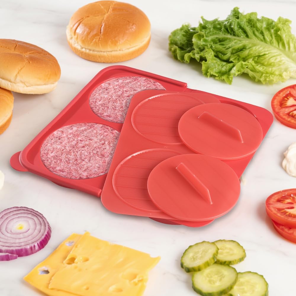 ionEgg Silicone Burger Press, Patty Freezer Container, BPA-Free, Non-Stick, for Grilling, BBQ and Meal Prep, Set of 2