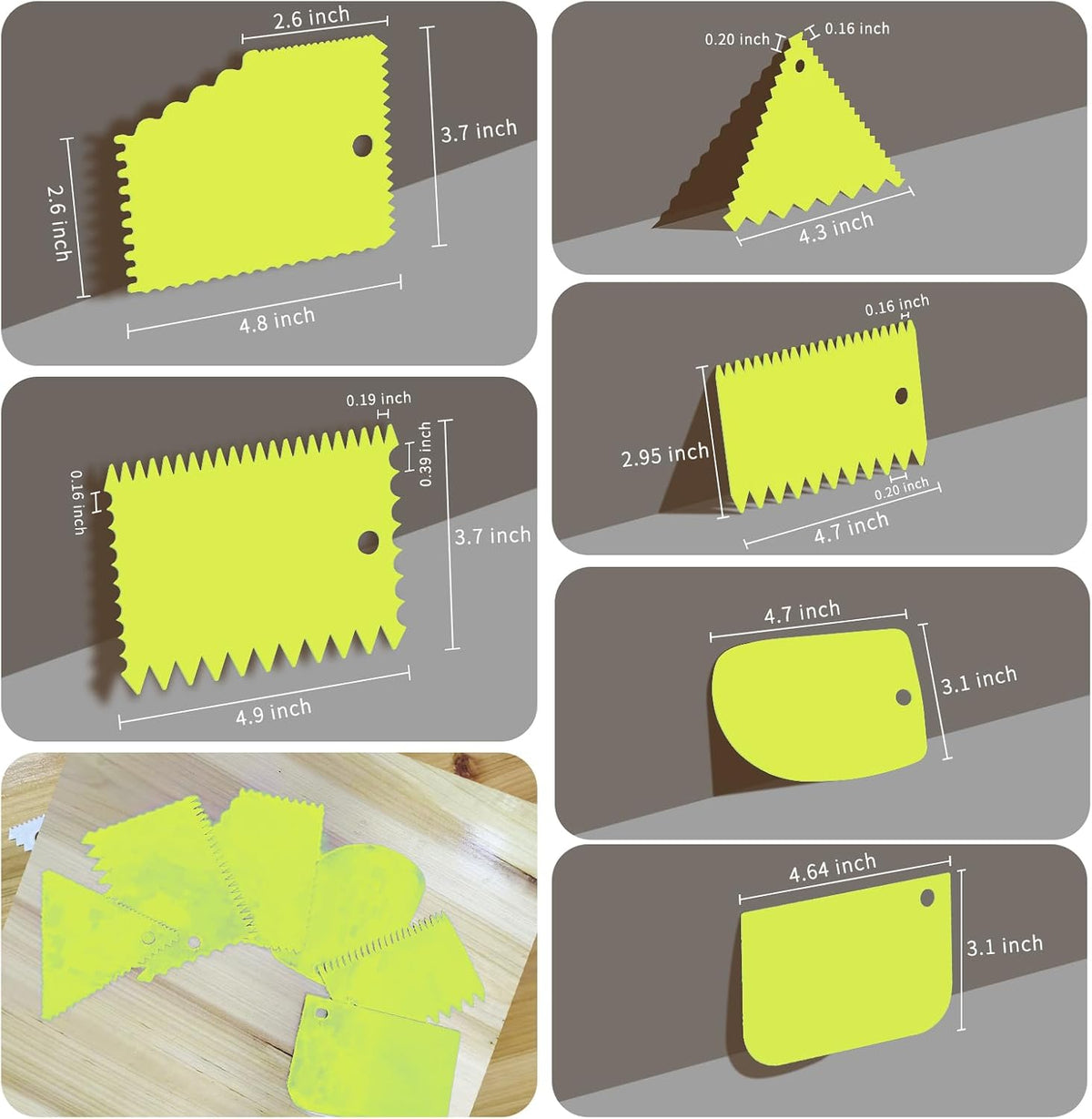 Cake Scraper, 6 Pcs Cake Smoother Scraper, Dough Scraper Blue