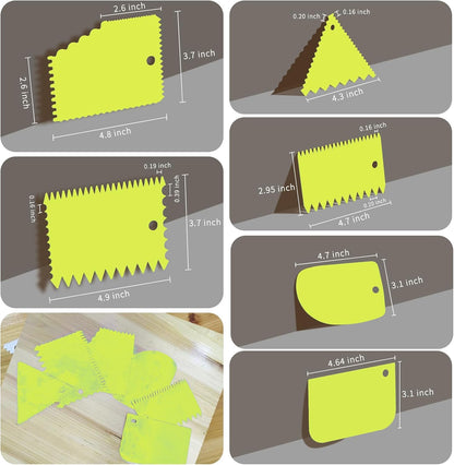 Cake Scraper, 6 Pcs Cake Smoother Scraper, Dough Scraper Blue