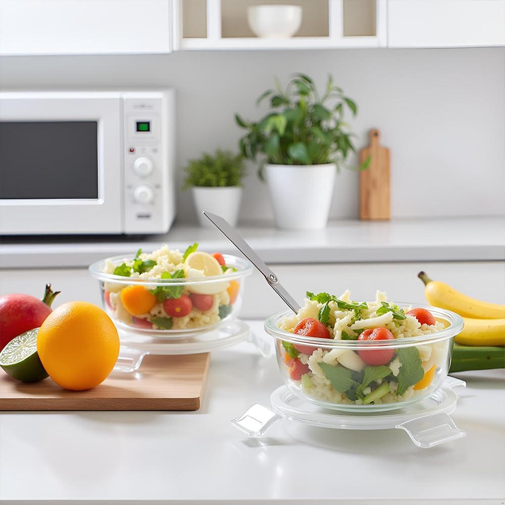 16oz Square Glass Food Storage Containers With Lids, 2 Cup Square Glass Food Containers With Lids, BPA free Small Meal Prep Bowls for leftovers, Dishwasher, Freezer Safe (8Pack)
