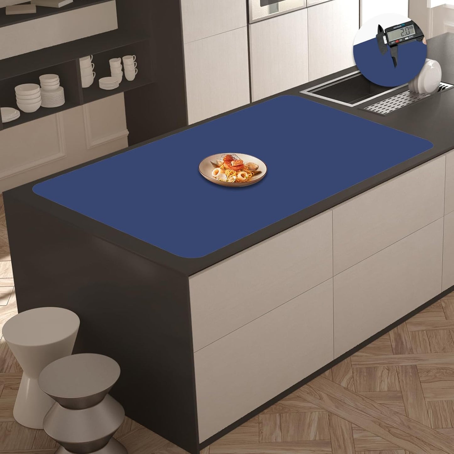 Super Large Silicone Mat, 120"x24" Silicone Mats for Kitchen Counter, Non-slip Heat Resistant Mat,Thicken Kitchen Counter Mat, Waterproof Countertop Protector for Craft (Black)