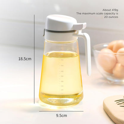 Oil Dispenser Bottle, 22oz Glass Oil Bottle with Scale, Kitchen