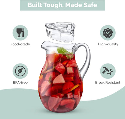 2 PACK 1.5 Gallon Drink dispenser, Glass Beverage Dispenser With Elegant Stand Stand, Drink Dispensers for Parties With Spigot 100% Leakproof. Perfect For Parties And Daily Use