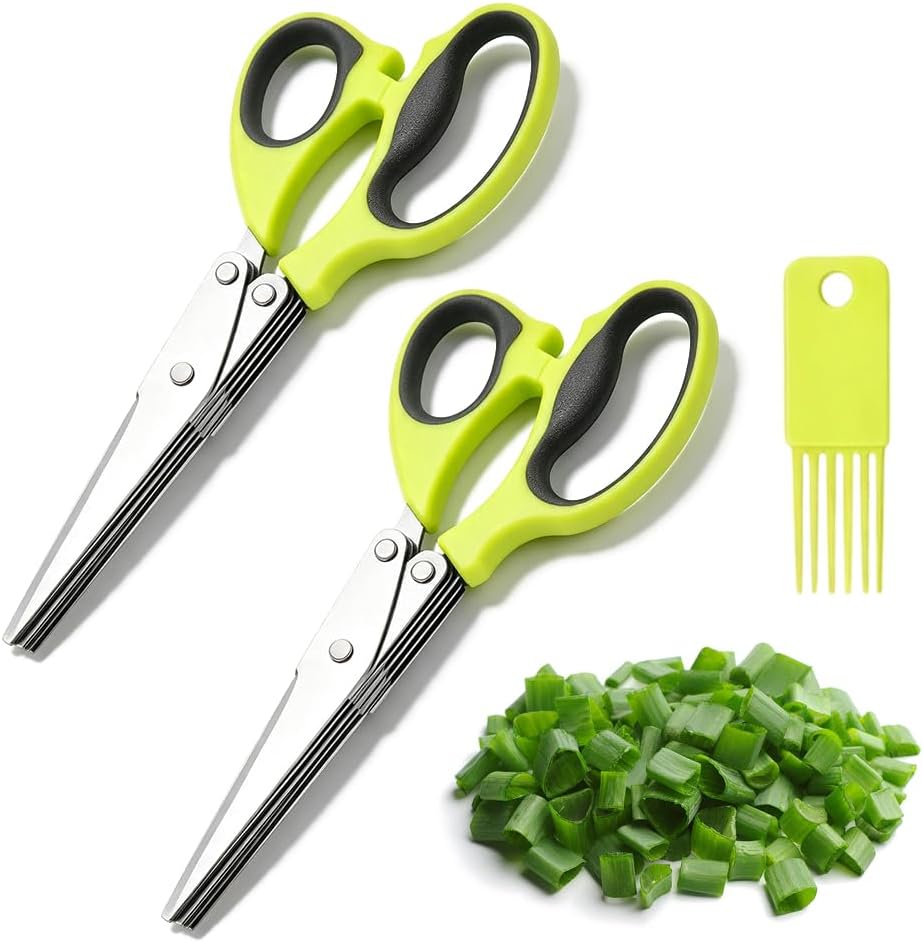 Herb Scissors, 5 Blade Kitchen Scissors with Cleaning Comb