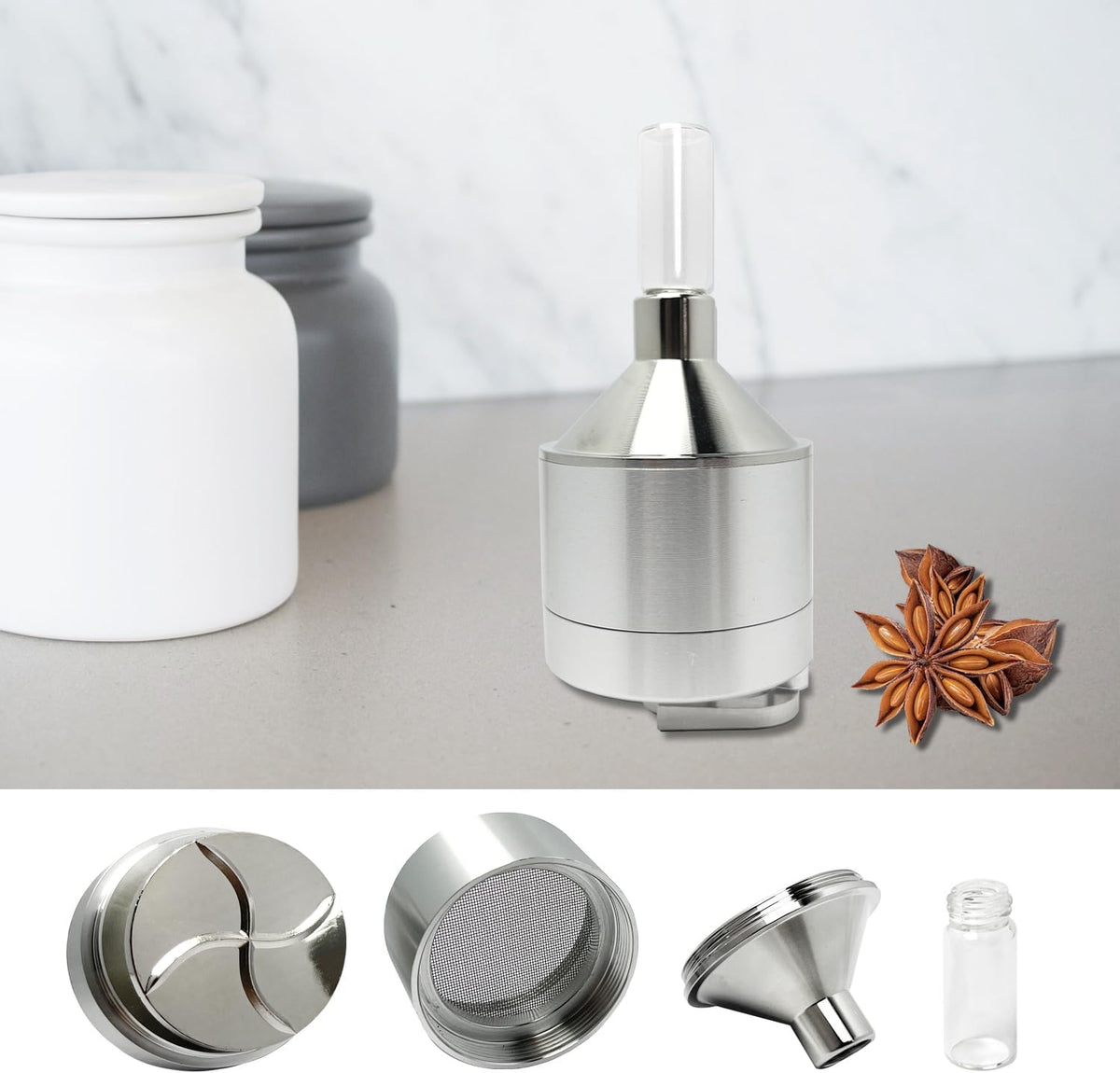 Spice Grinder【2.2 inch Silver】Pepper Grinding Set