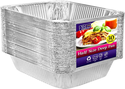 Nicole Home Collection Aluminum Pans With Lids Half Size 9x13 Extra Heavy Duty, Disposable Foil Pans For Baking (25 Sets)