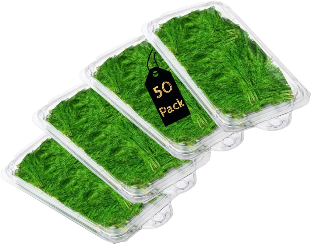Smygoods Plastic Clamshell Food Containers, (Pack of 50-8x8x3 3/8) 3-Compartment, to go Containers, Hinged Food Container