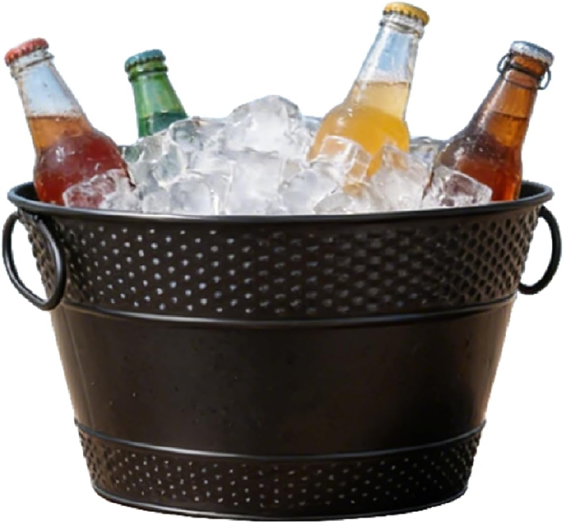 2PCS Beverage Tub Large Ice Bucket For Parties, Thick Metal Galvanized Tub Drink Buckets, Beverage Bucket with Handles, Drink Bucket for Indoor & Outdoor Party (Sliver)