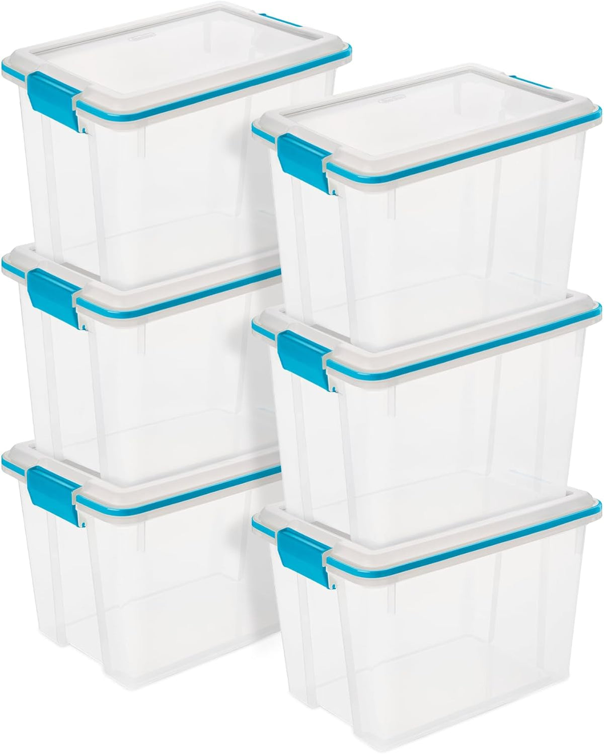 Sterilite 20 Qt Gasket Box, Stackable Storage Bin with Latching Lid and Tight Seal, Plastic Container to Organize Basement, Clear Base and Lid, 1-Pack