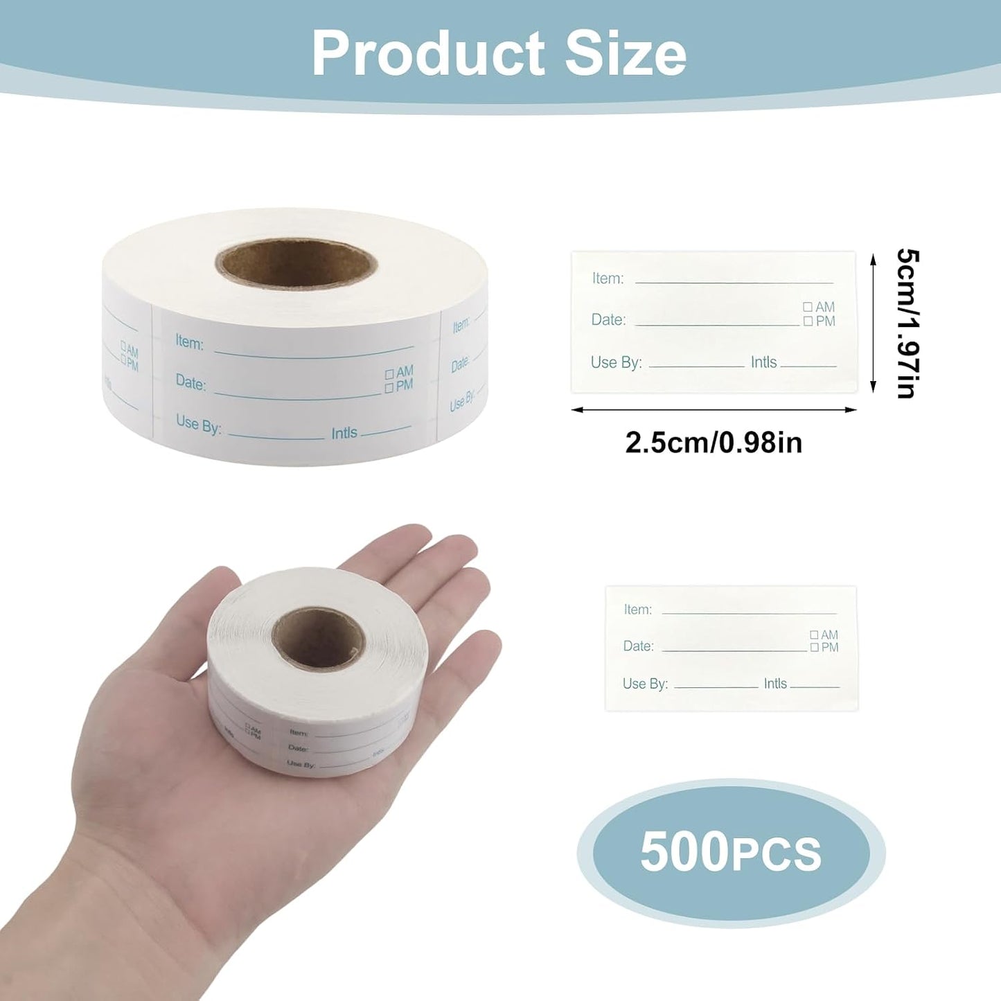 500 Pcs Removable Food Labels, Easy Peel Off Freezer Safe Stickers for Containers Bottles Jars, Write On Waterproof Kitchen Labels for Canning Daycare Meal Prep, No Residue