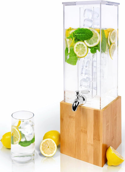 KSESTOR Acrylic Drink Dispenser - 1.25 Gal with Stand and Ice Core
