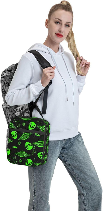 Black Cat Reusable Lunch Box Food Bag Insulated Lunch Bag for Teenage Boys Girls School Beach