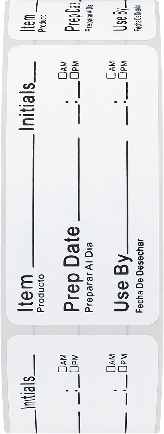 500pcs 1x2 Inch Removable Shelf Life Labels for Food Rotation Use by Food Preparation Stickers Expiration Prep Date Total 500 Labels Per Roll (Black)