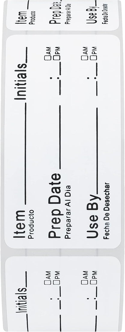 500pcs 1x2 Inch Removable Shelf Life Labels for Food Rotation Use by Food Preparation Stickers Expiration Prep Date Total 500 Labels Per Roll (Black)