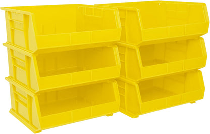 Akro-Mils 30250 AkroBins Plastic Storage Bins, Space-Saving Stackable Bins for Garage, Pantry, Craft Organization, 15" x 16" x 7", Black, 6-Pack