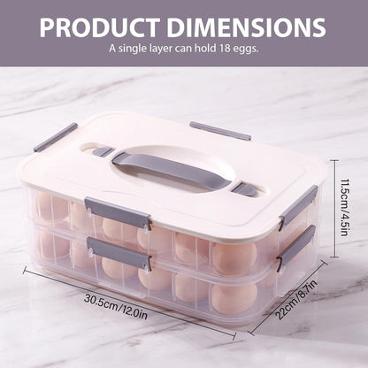 Deviled Egg Carrier, 2-Layer Plastic Clear Tray with Lid & Handle & Buckle Thickened 36 Holder for Fridge Travel Party
