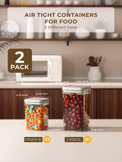 Airtight Food Storage Containers, 4-Piece Set, 1.3-3.5 Qt, Pop-Top Lids | Clear Stackable Pantry Jars for Flour, Sugar, Cereal, Oats, Pasta, Snacks, Baking Ingredients and Small Kitchen Organization