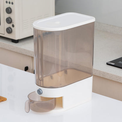 Gagee 11 Lbs Rice Dispenser, Clear | Grain Container Storage, With Lid, Measuring Cylinder, Moisture Proof, Household Cereal Dispenser Bucket
