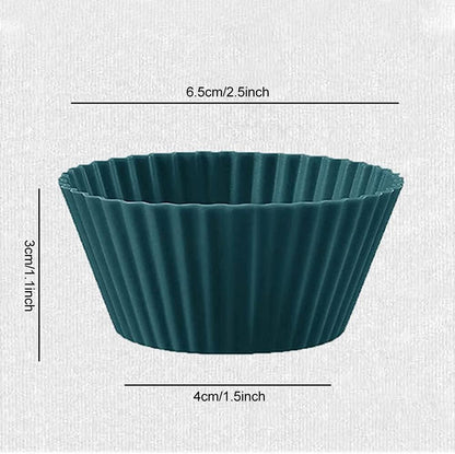 12pcs Silicone Muffin Cups, Reusable Silicone Baking Cups, Cup Cake Molds Set, 4 Color Muffin Liners Pastry Cake Mold Cupcake Liners Lunch Box Dividers, Non-Stick