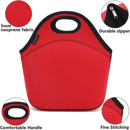 FlowFly Neoprene kids Lunch box Insulated Soft Bag Mini Cooler Thermal Meal Tote Kit for Boys, Girls,Men,Women,School,Work, Office,Black