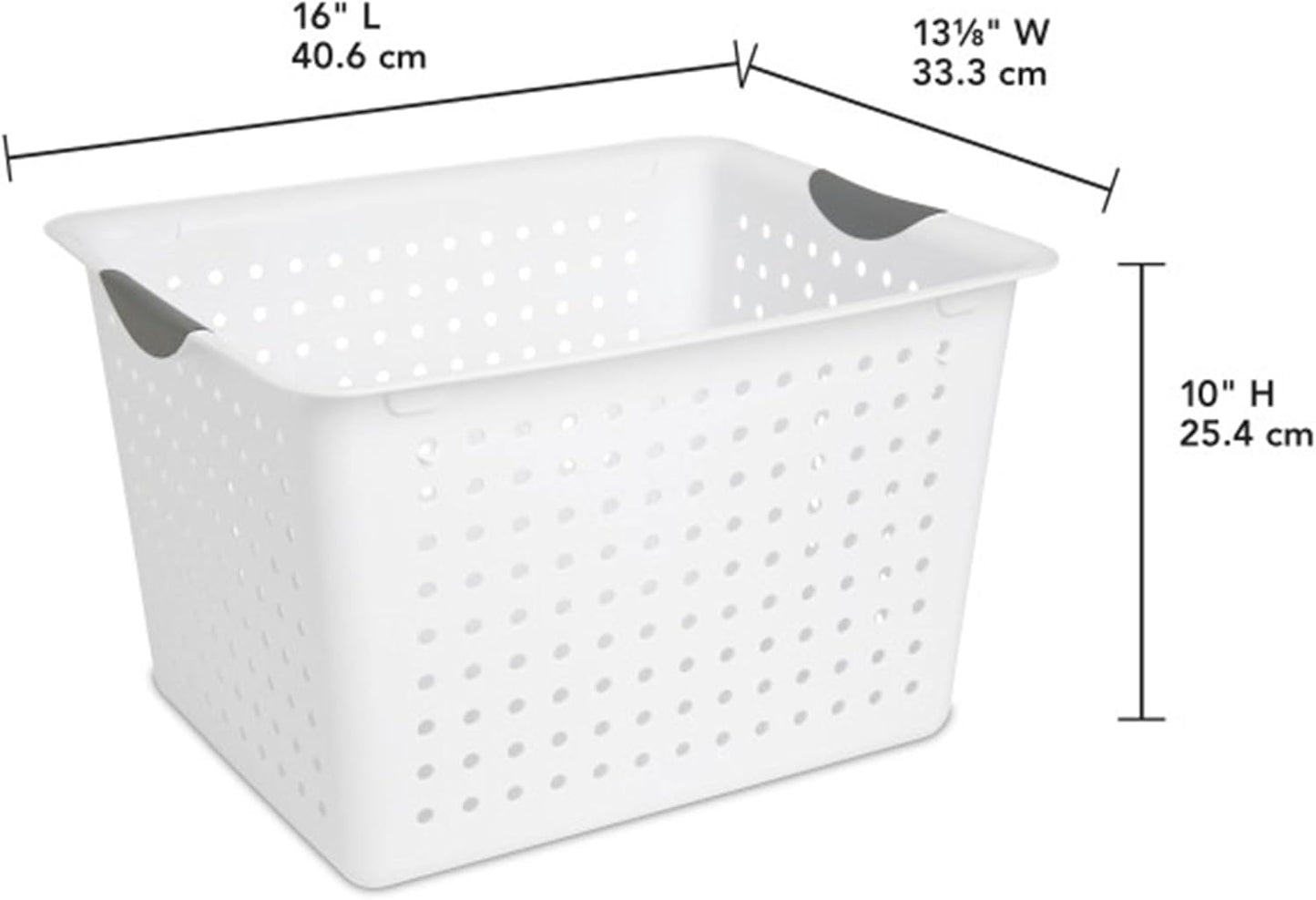 Sterilite 6-Pack Medium Ultra Basket, Open Top Plastic Storage Organizer, White - Classic Baskets for Organizing Countertops, Pantry Shelves, Kitchen Cabinets, Laundry Rooms or Home Offices