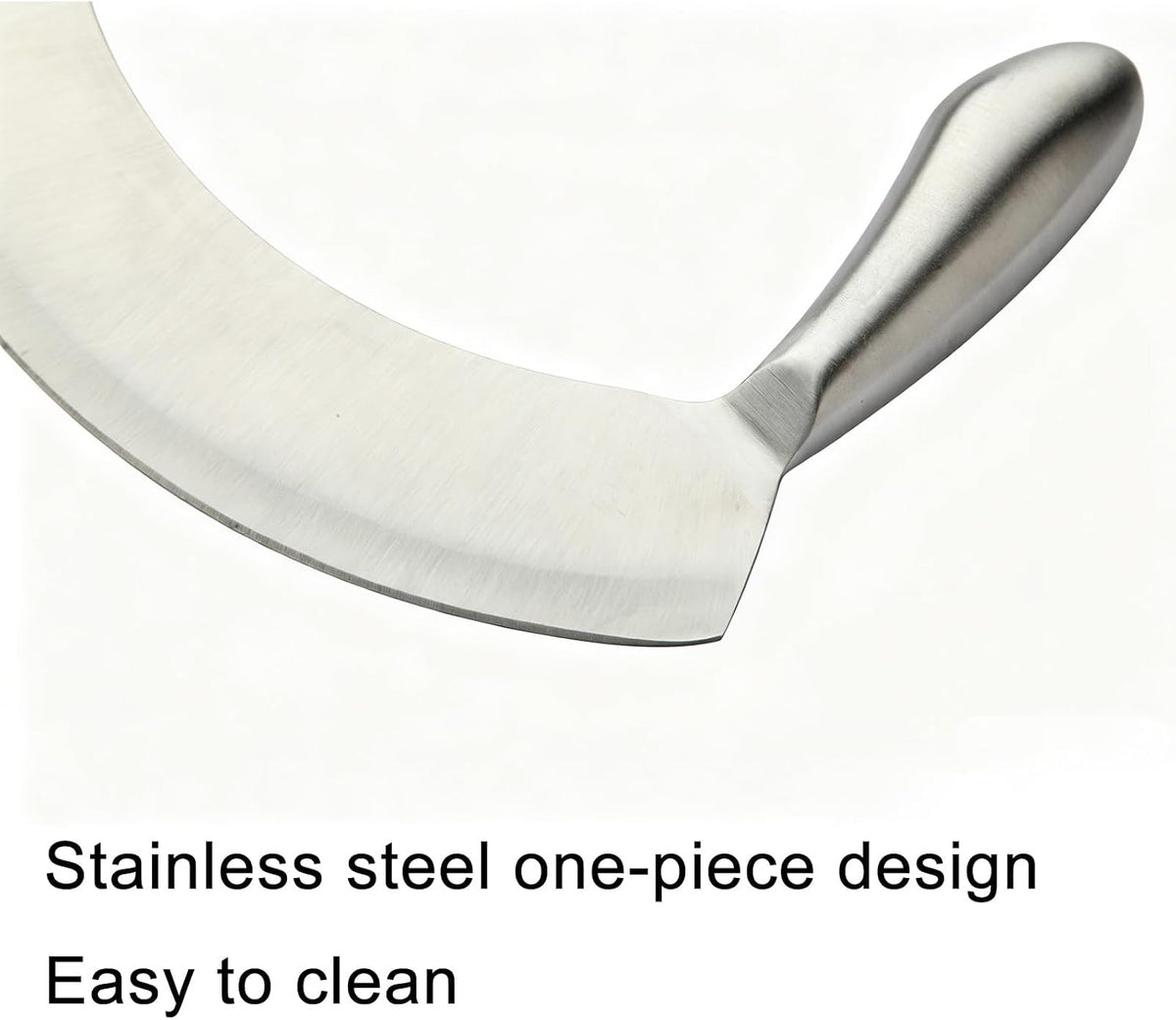 8.7 Inch Stainless Steel Mezzaluna Knife, Double Handle Rocker Pizza Cutter, Sharp Curved Blade Multipurpose Salad Chopper Mincing Knife for Vegetables, Fruits & Herbs