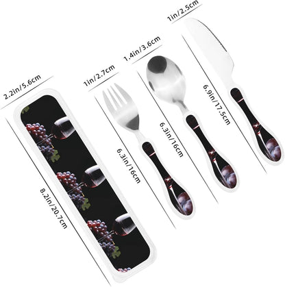 3-Piece Kids Silverware Set With Storage Case, Stainless Steel Reusable Children Safe Knife Spoon Fork Set Blue Active Girl Running Sunset Children Flatware Set For Kids Lunch Box - Colors A