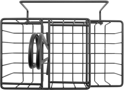 G.E.T. 4-31698 Black Metal Three Compartment Condiment Caddy with Menu Iron Powder Coated Table Caddies Collection