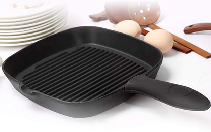 Silicone Hot Handle Holder Small Cast Iron Handle Cover Skillet Handle Cover Griddle Cover Cookware Handles Cover for Frying Pans & Griddles Sleeve Grip Handle Cover Small & Large Black 6 Pcs